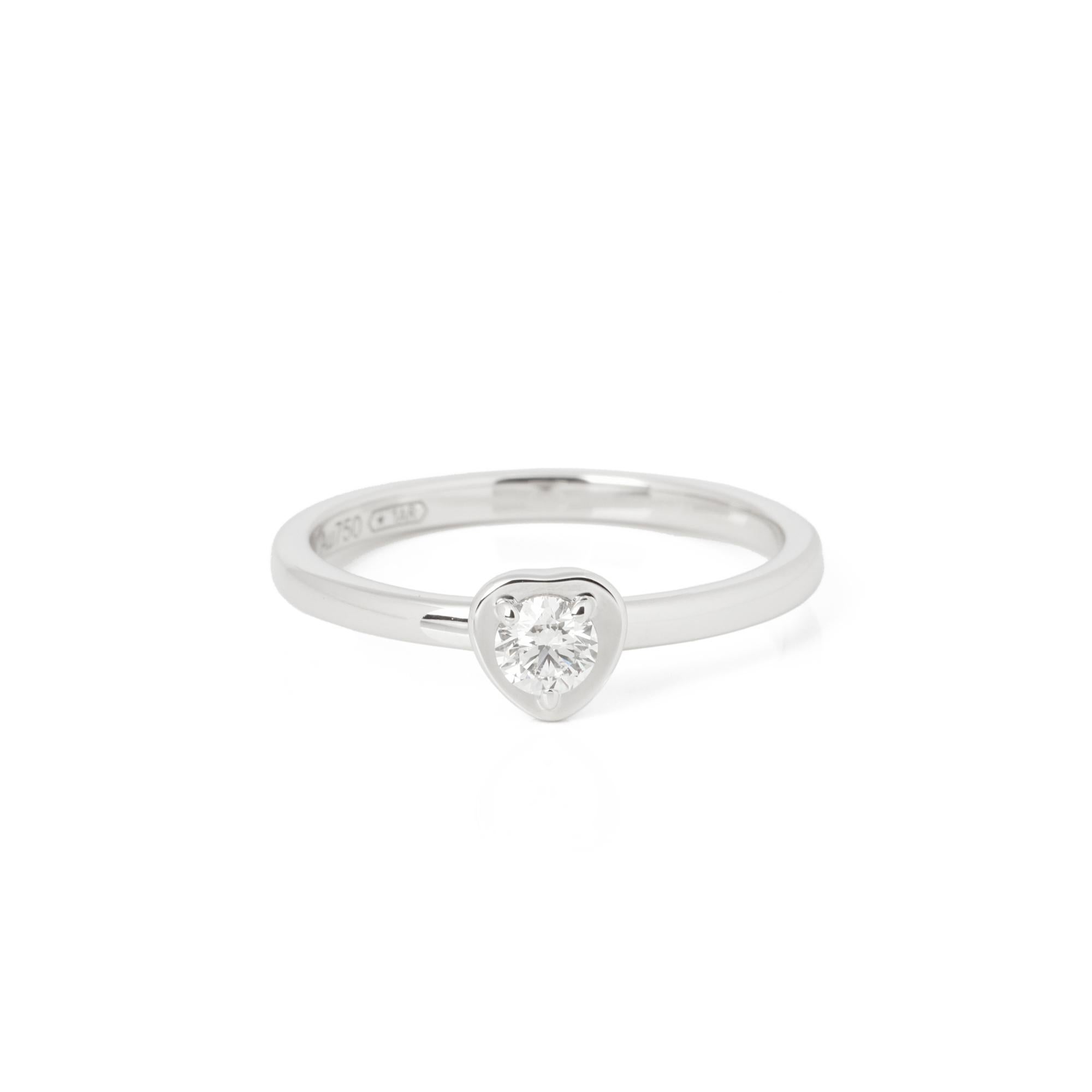 Cartier Diamond Solitaire 18ct White Gold Diamant Lègers Ring Contemporáneo en venta