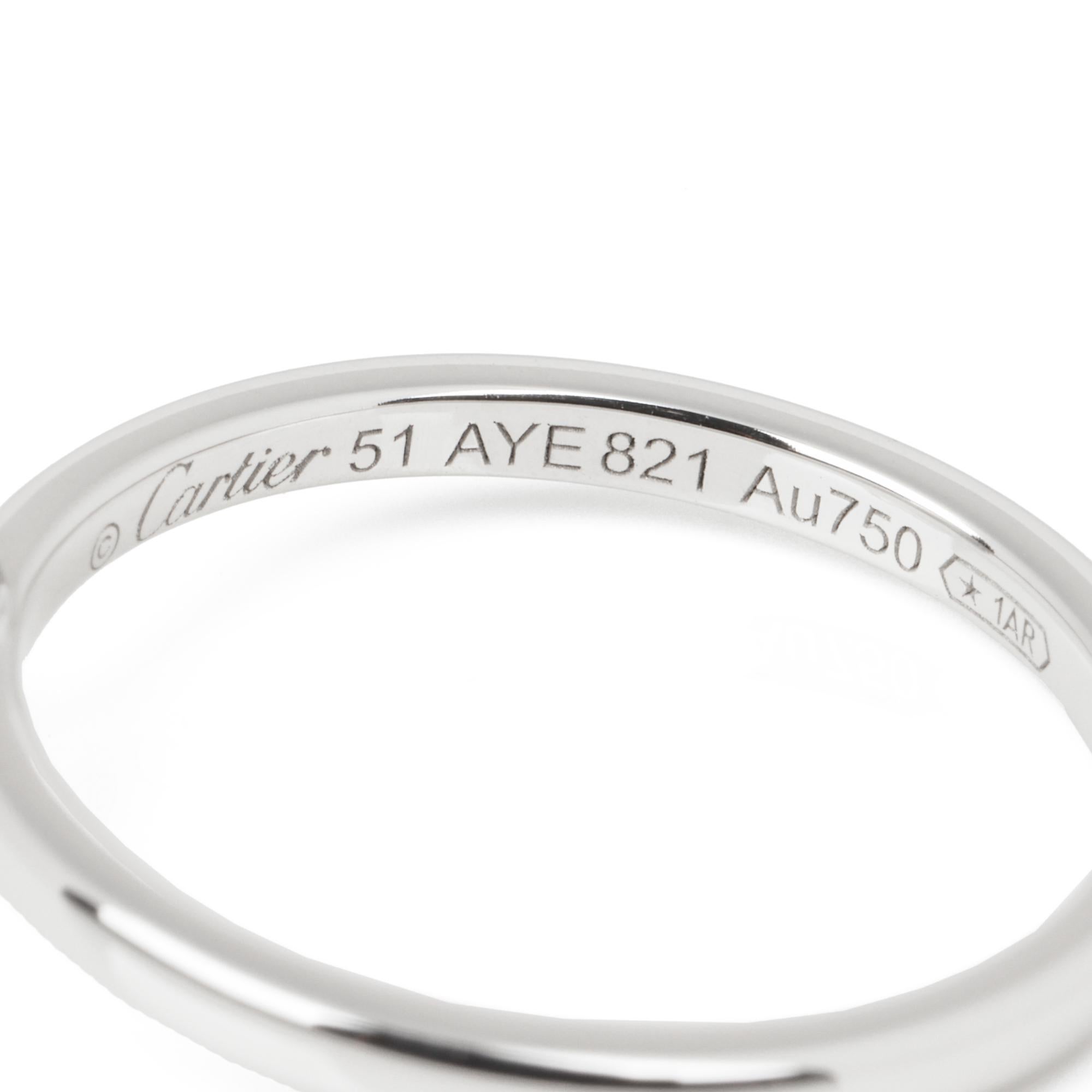 De las mujeres Cartier Diamond Solitaire 18ct White Gold Diamant Lègers Ring en venta