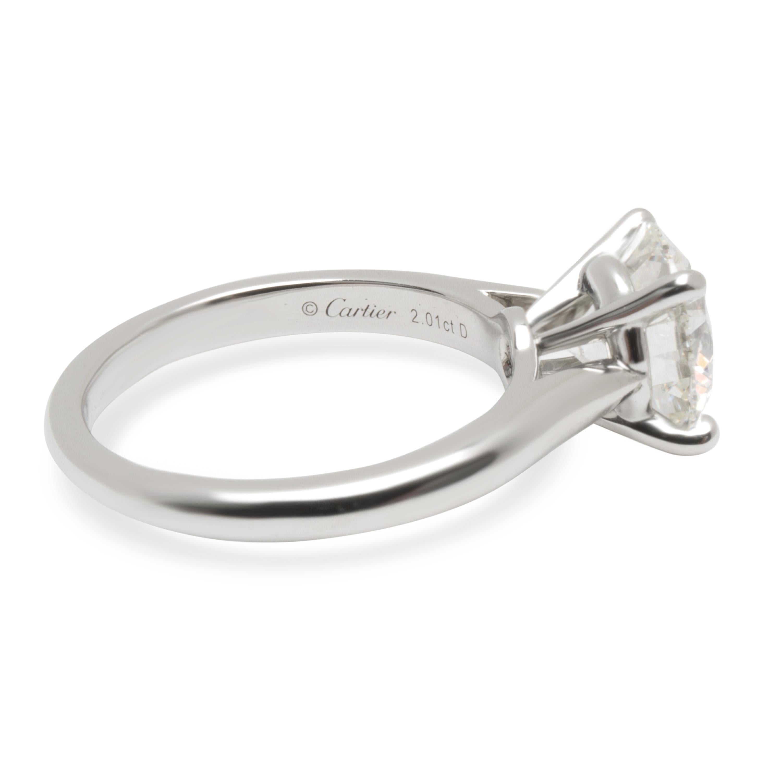 Round Cut Cartier Diamond Solitaire Engagement Ring in Platinum ‘2.01 Carat H/VS1’