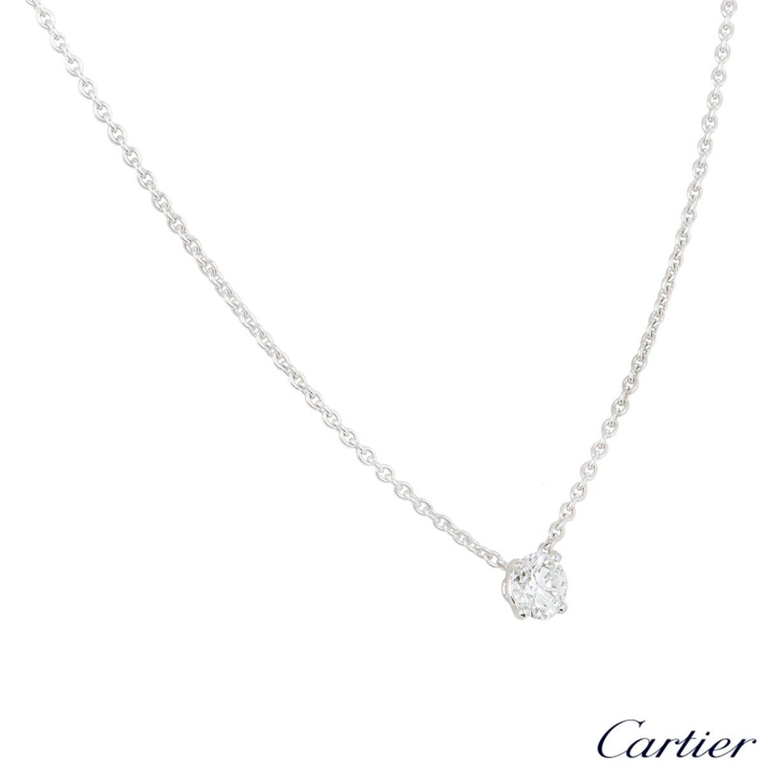 Cartier Diamond Solitaire Necklace 0 80 Carat At 1stdibs