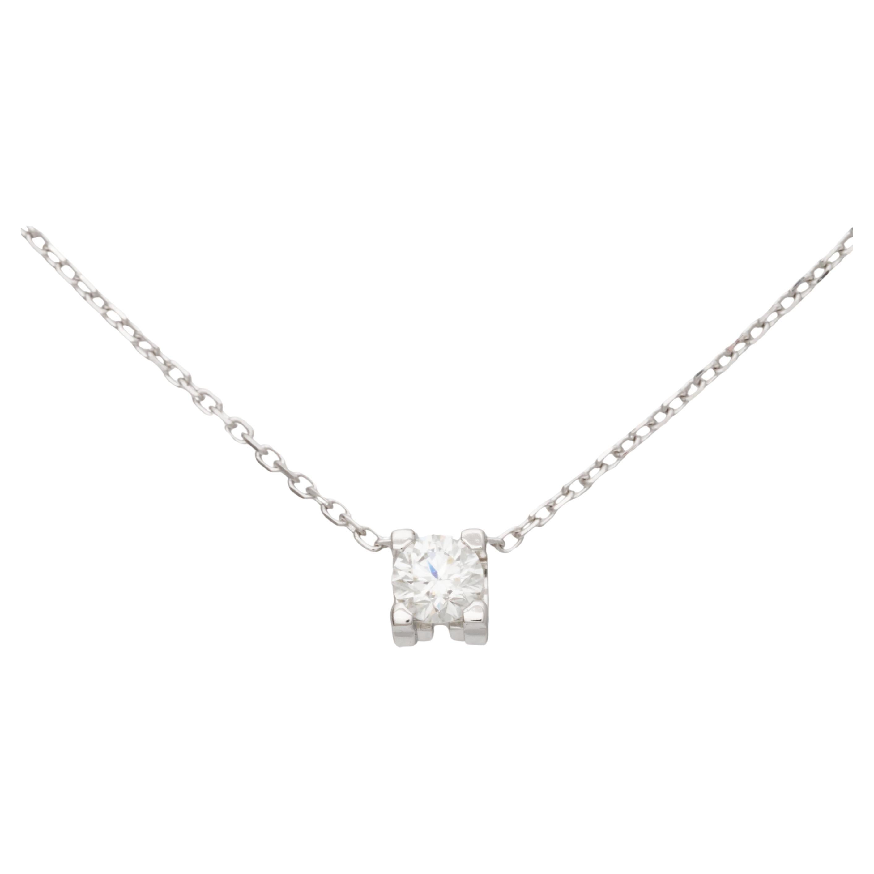 Cartier Diamond Solitaire Necklace 18K White Gold C de Cartier Boxed RRP £4400