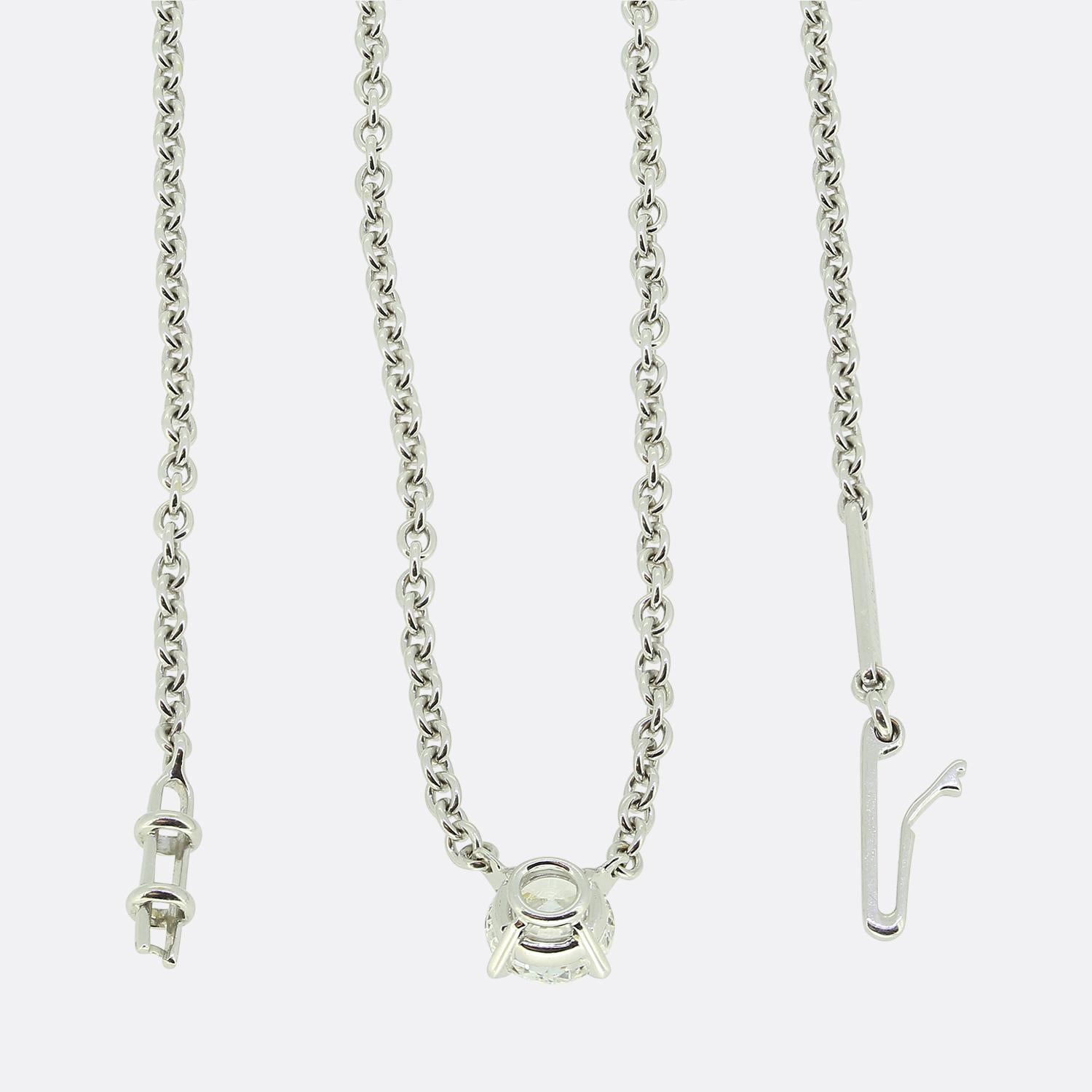 Round Cut Cartier Diamond Solitaire Pendant Necklace