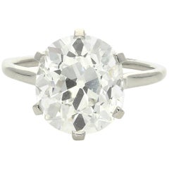 Cartier Diamond Solitaire Ring with a 6.06 Carat Old Mine Brilliant Cut Diamonds