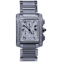 Cartier Diamond Studded Wristwatch with Chronograph