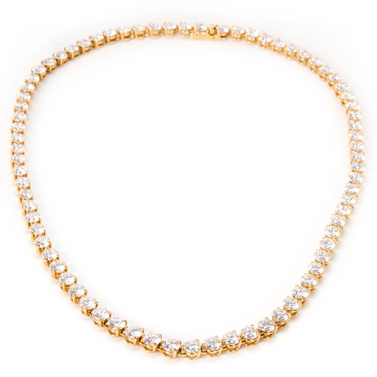Cartier Diamond Tennis Necklace and Bracelet Set in 18K Yellow Gold ‘34