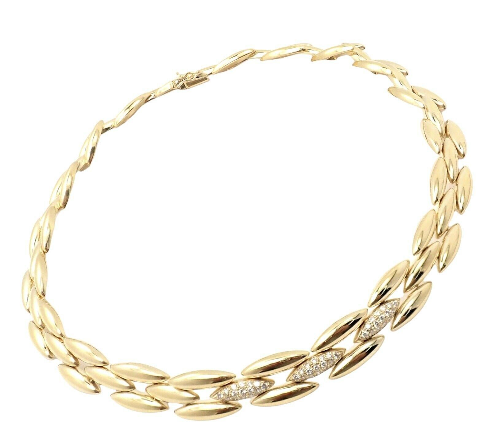 Cartier Collier Gentiane à trois rangées de maillons en or jaune avec diamants Unisexe en vente