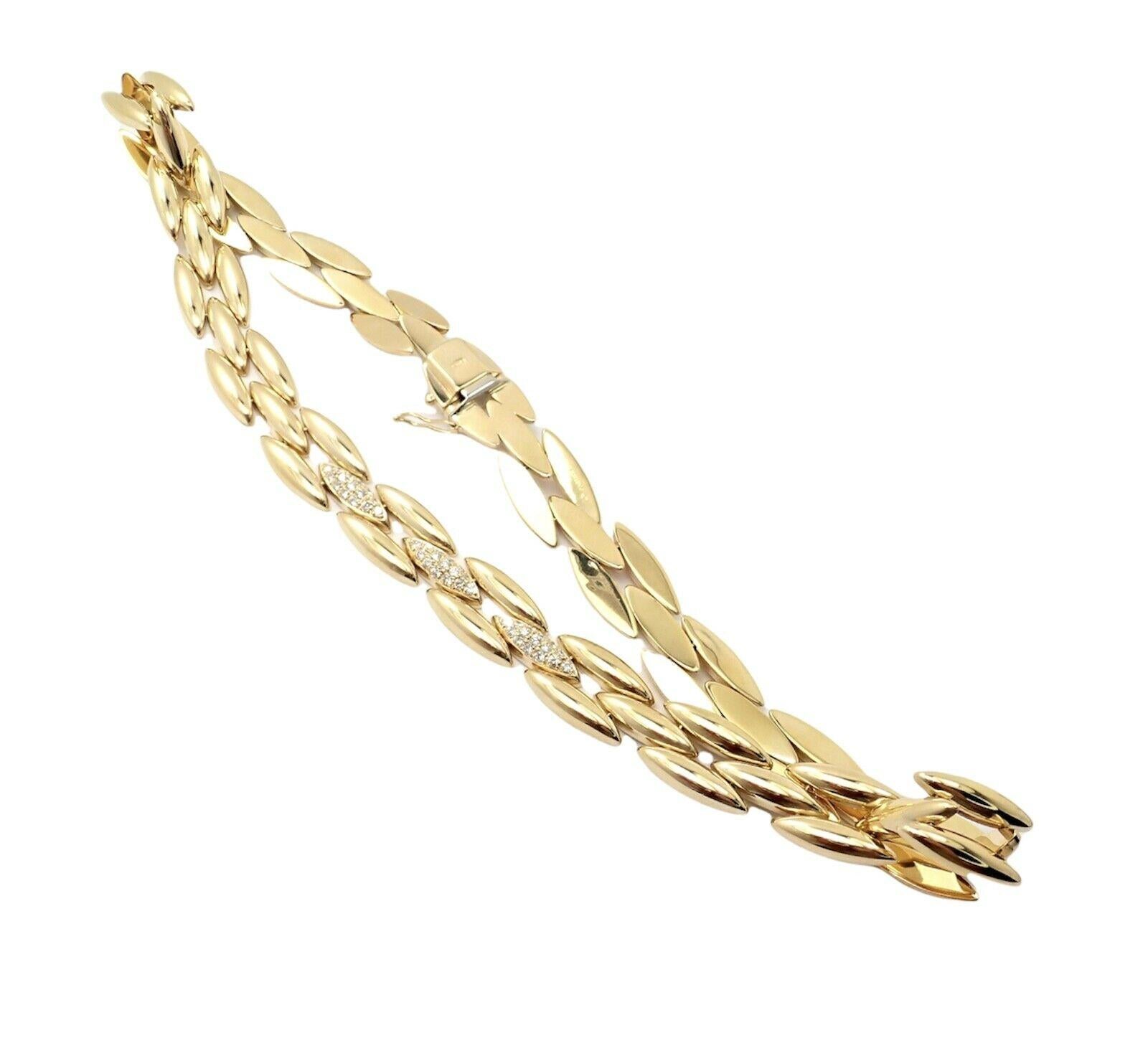 Brilliant Cut Cartier Diamond Three Row Gentiane Rice Link Yellow Gold Necklace For Sale