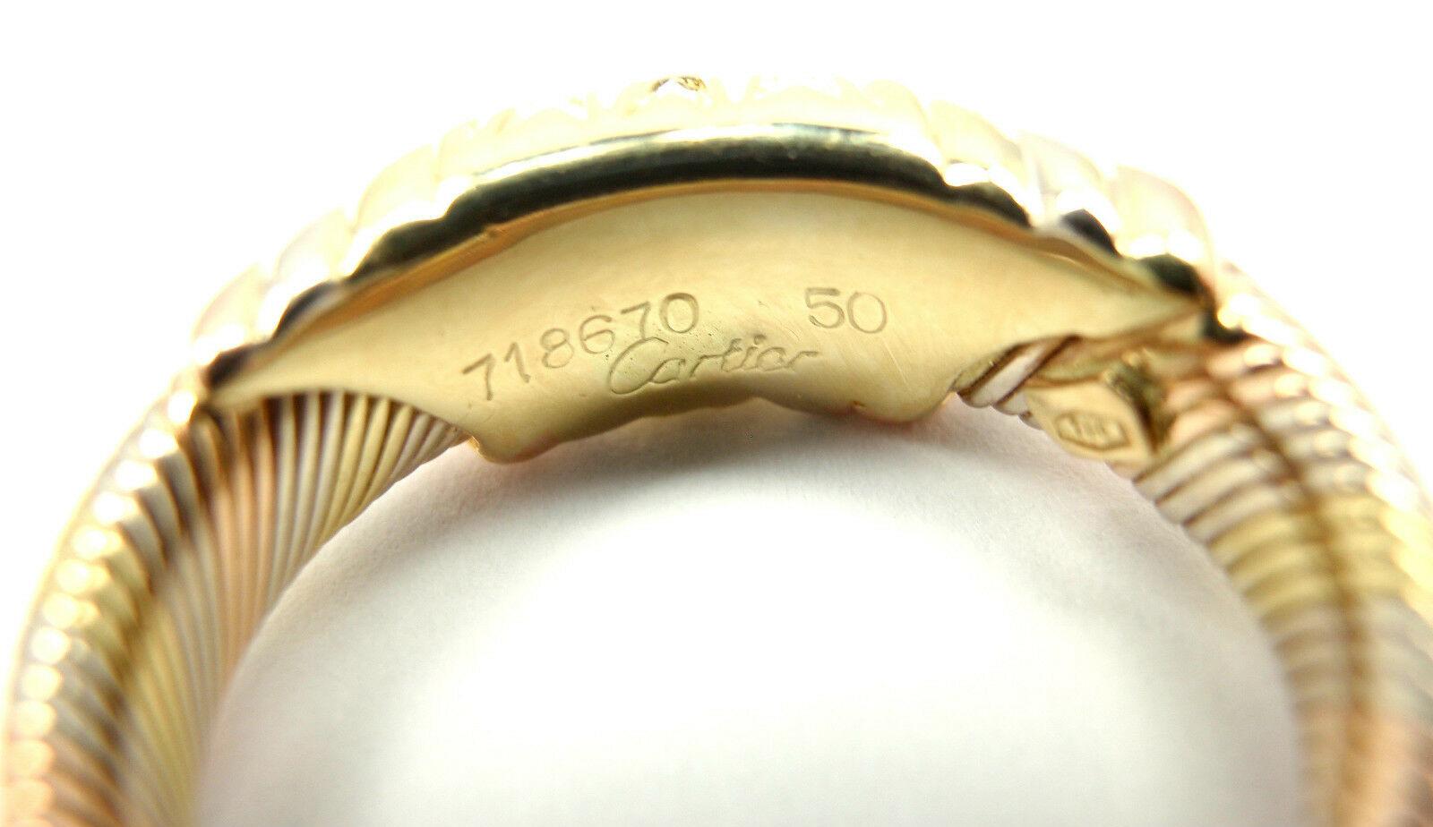 Cartier Diamond Tri-Color Gold Band Ring In Excellent Condition For Sale In Holland, PA