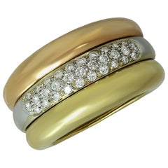 Cartier Diamond Tri-Color Gold Large Ring