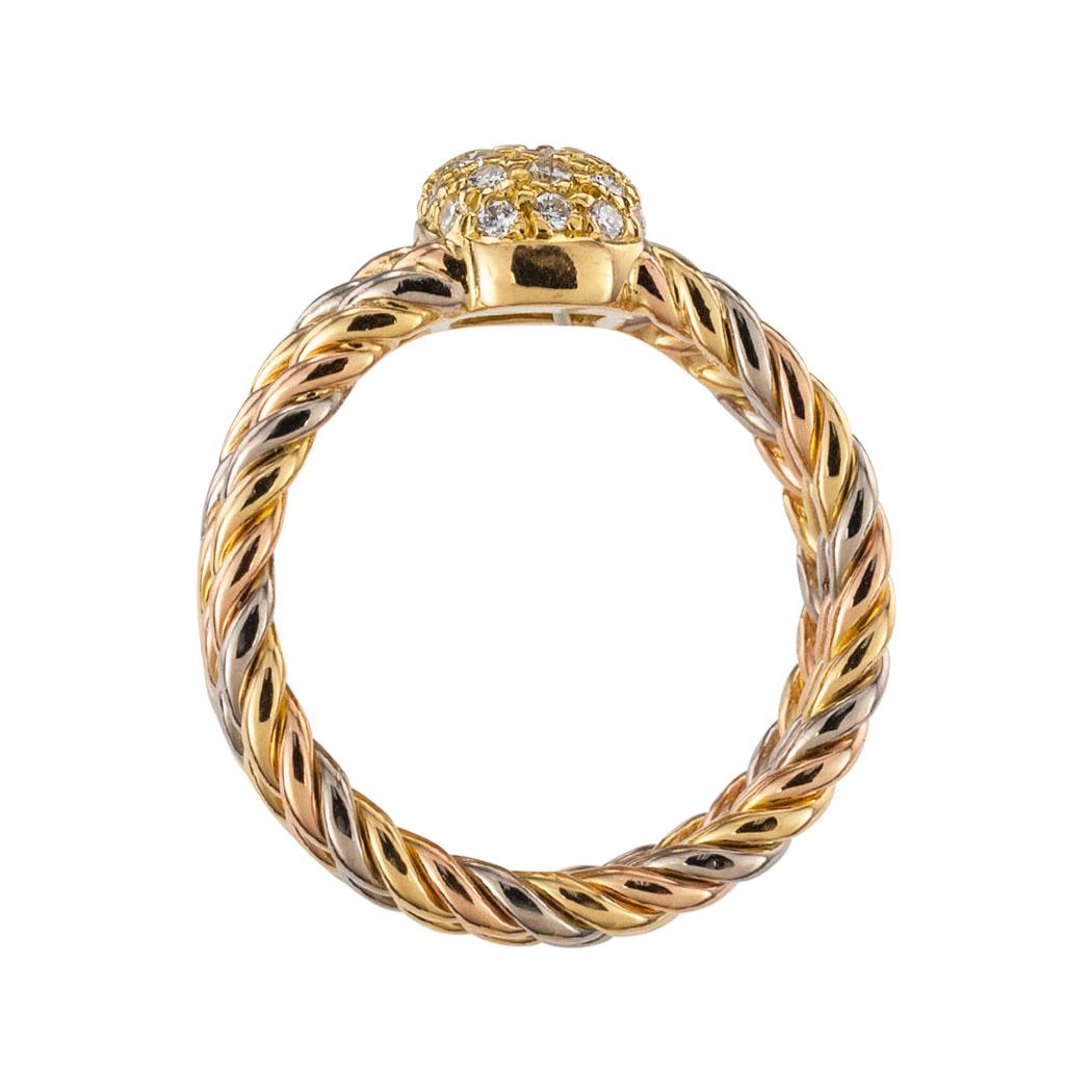 Cartier Diamond Tricolor Gold Ring In Good Condition In Los Angeles, CA