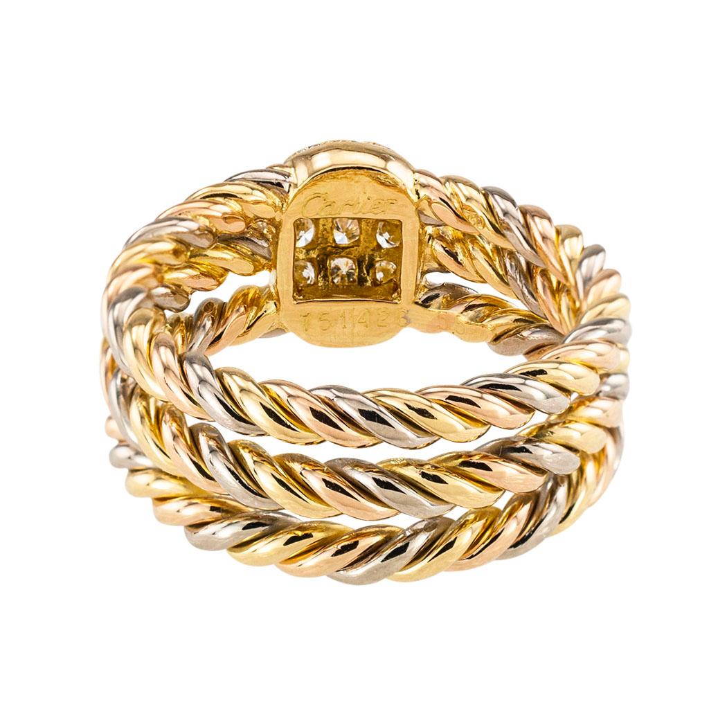 Women's Cartier Diamond Tricolor Gold Ring
