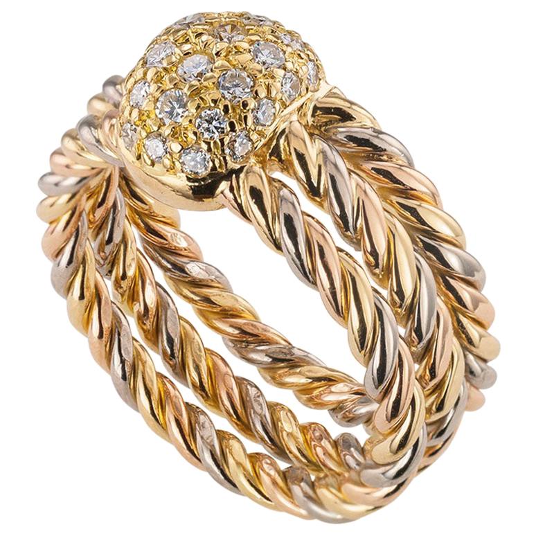 Cartier Diamond Tricolor Gold Ring