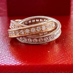 Cartier Diamond Trinity Band Rolling Ring tri Color 18K