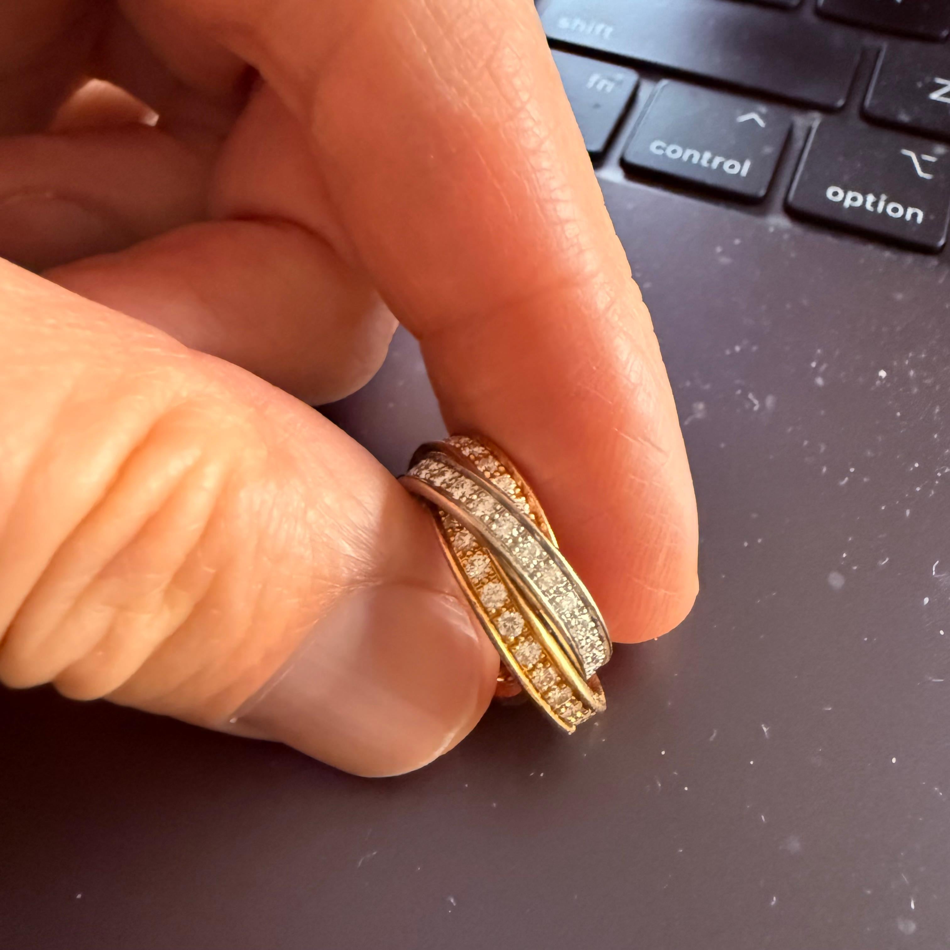 Cartier Diamond Trinity Band Rolling Ring tri Color 18K 1