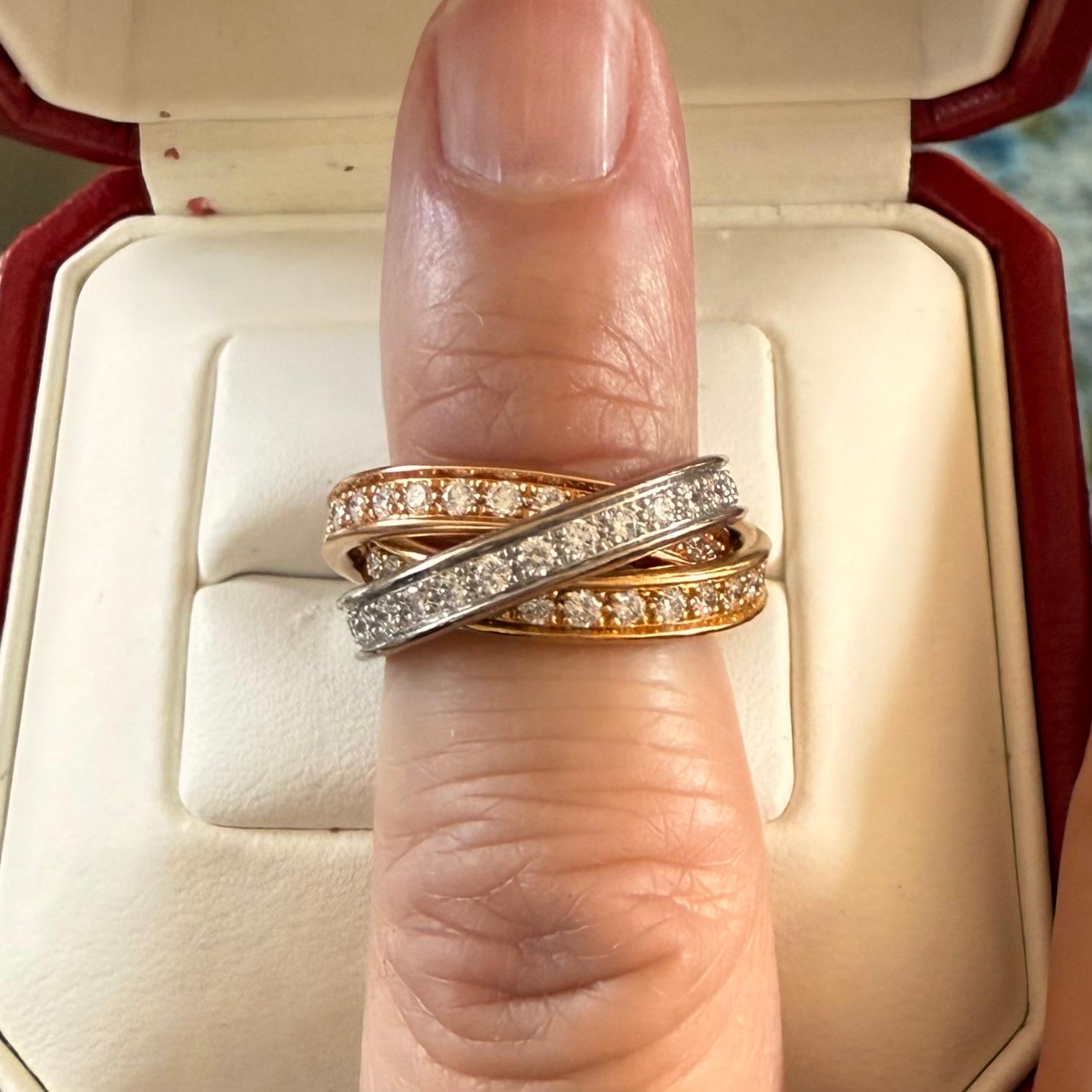Cartier Diamond Trinity Band Rolling Ring tri Color 18K 2