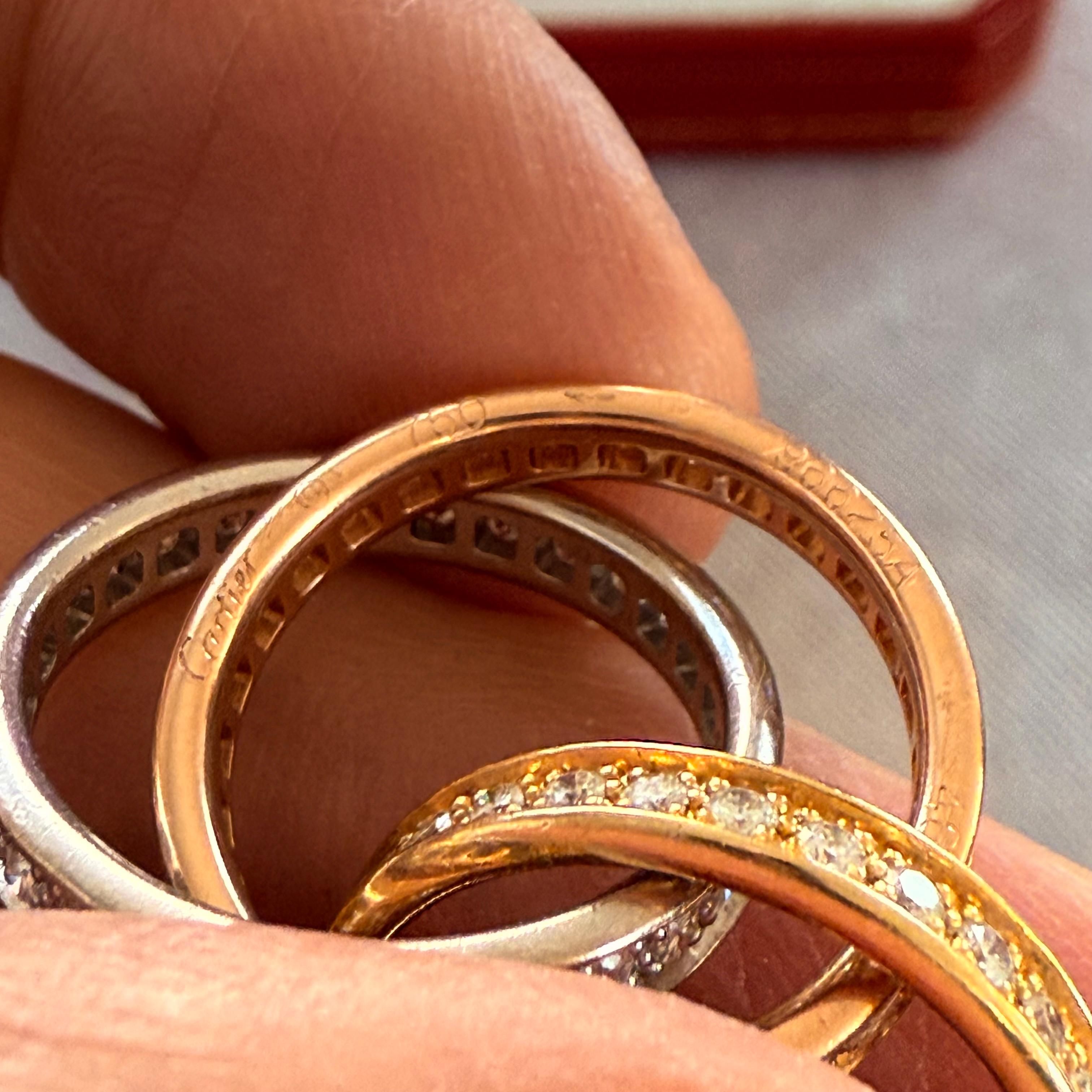Cartier Diamond Trinity Band Rolling Ring tri Color 18K 4
