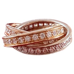 Cartier Diamond Trinity Band Rolling Ring tri Color 18K
