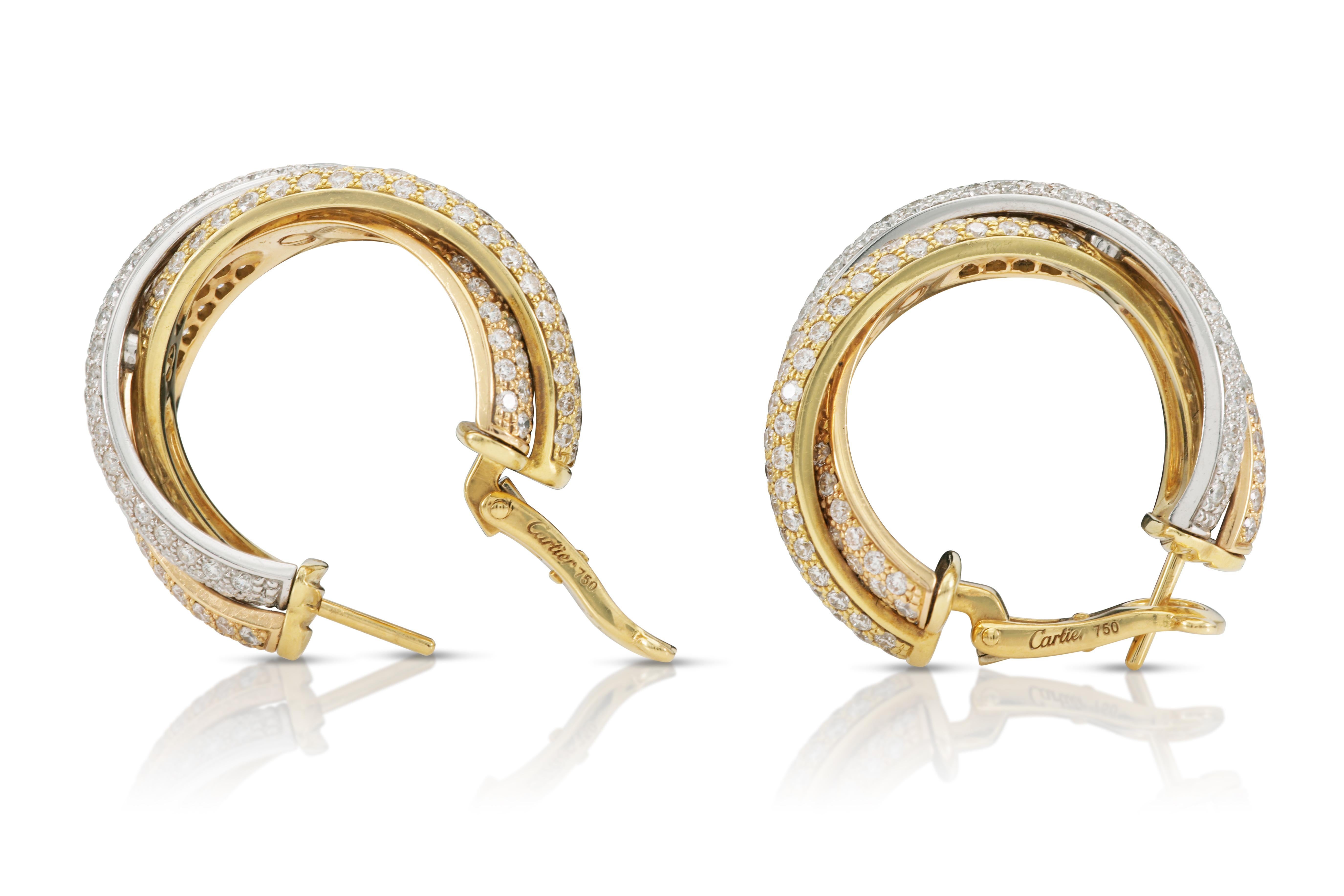 Cartier Diamond Trinity Earrings In Good Condition For Sale In New York, NY