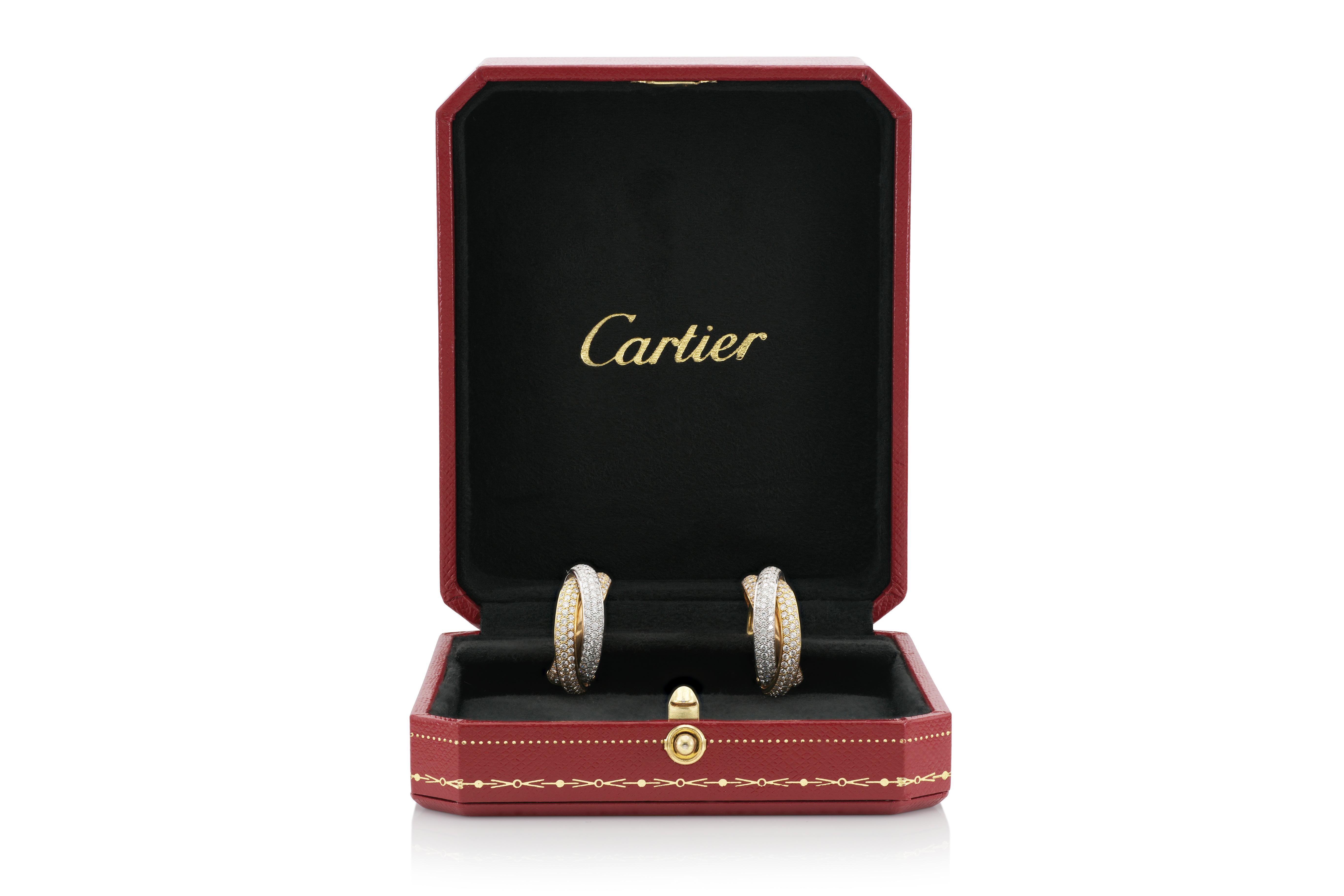 Women's Cartier Diamond Trinity Earrings For Sale