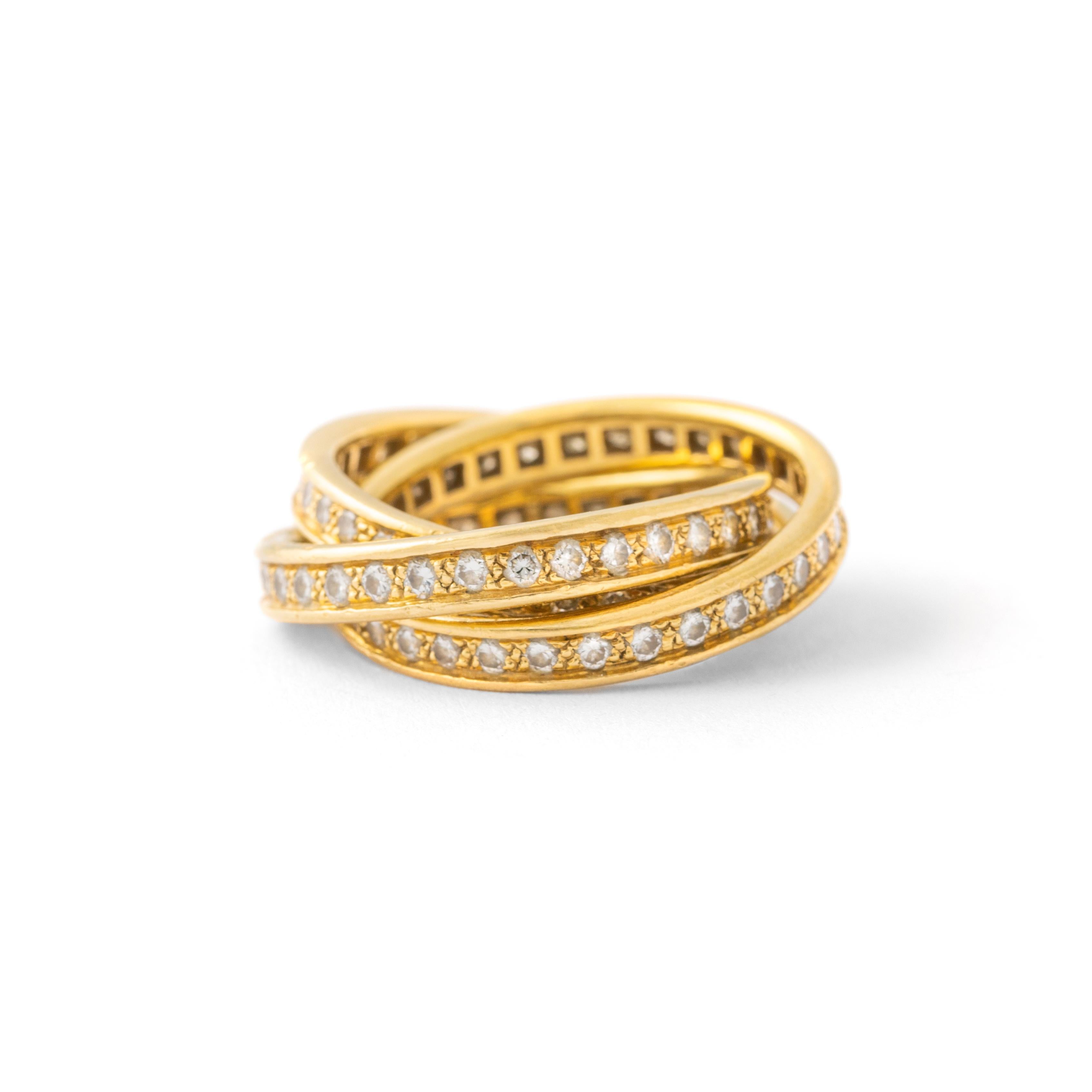 Cartier Diamond Trinity Gold 18K Ring In Good Condition For Sale In Geneva, CH