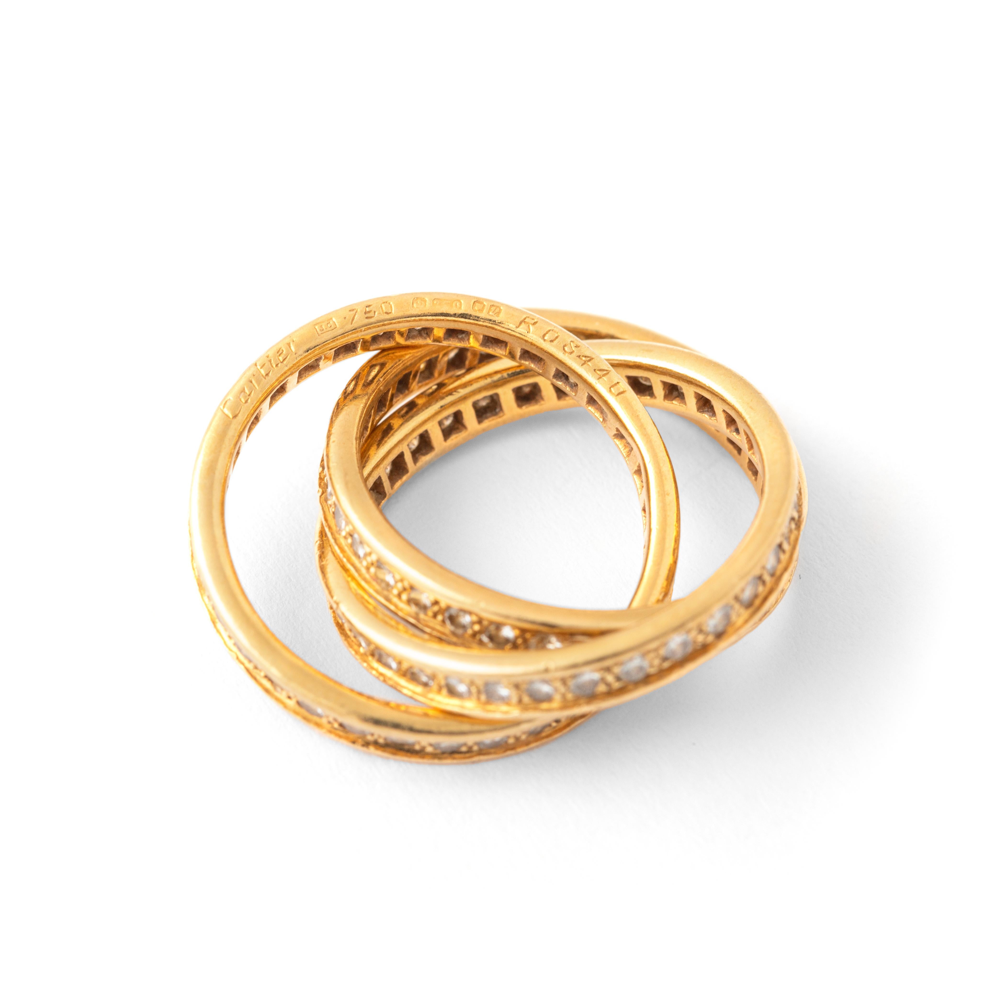 Women's or Men's Cartier Diamond Trinity Gold 18K Ring For Sale