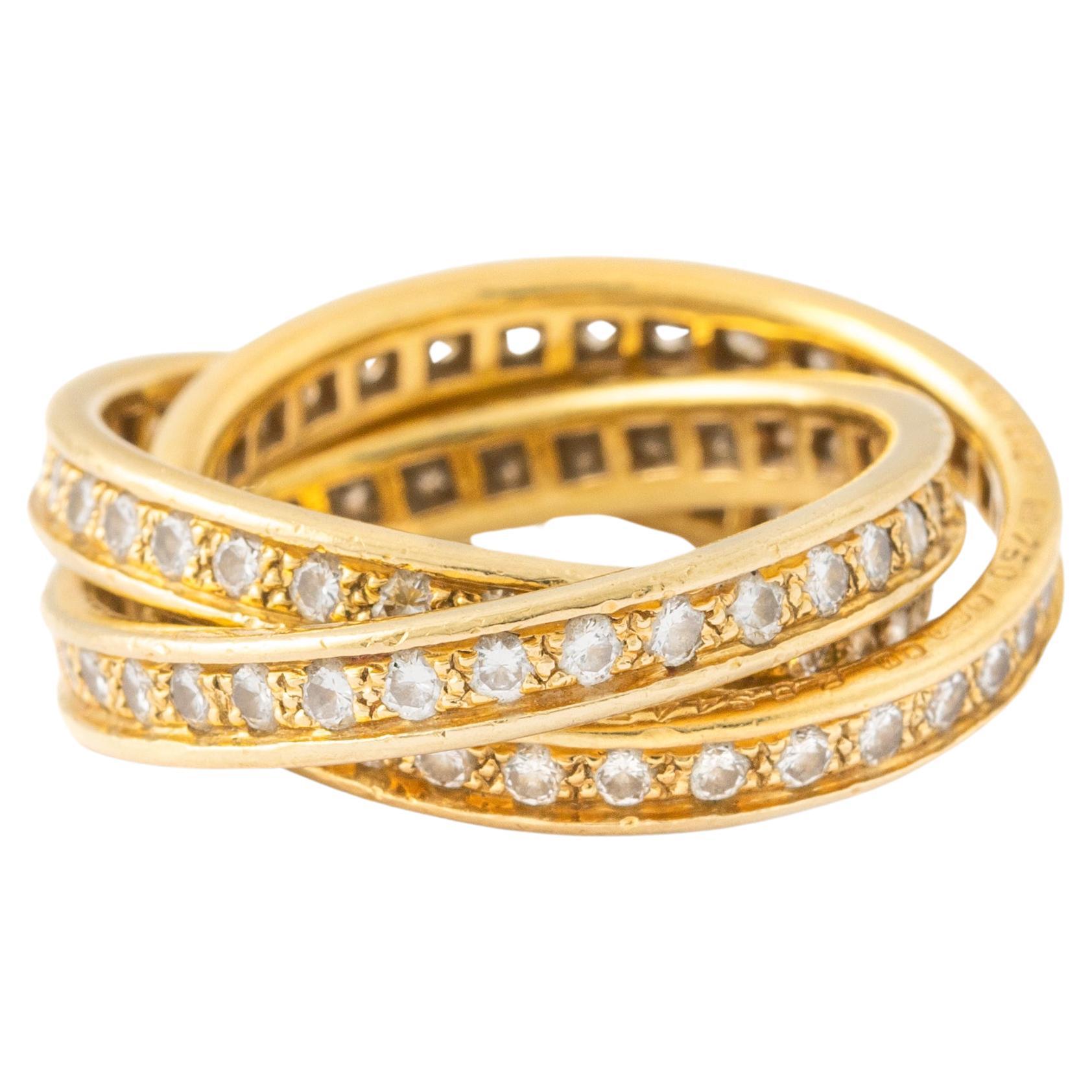 Cartier Diamond Trinity Gold 18K Ring For Sale