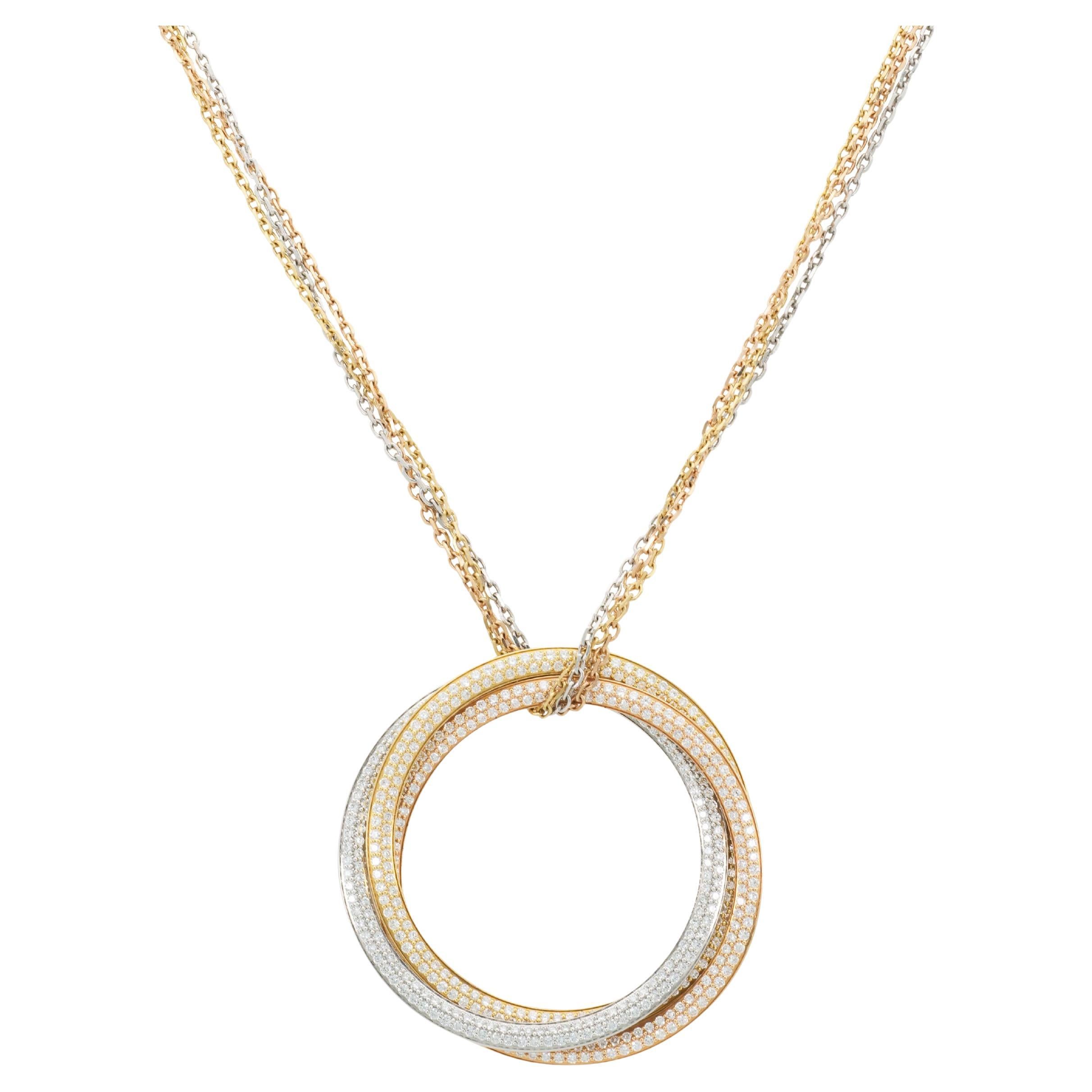 Cartier Diamond Trinity Pendant Necklace For Sale