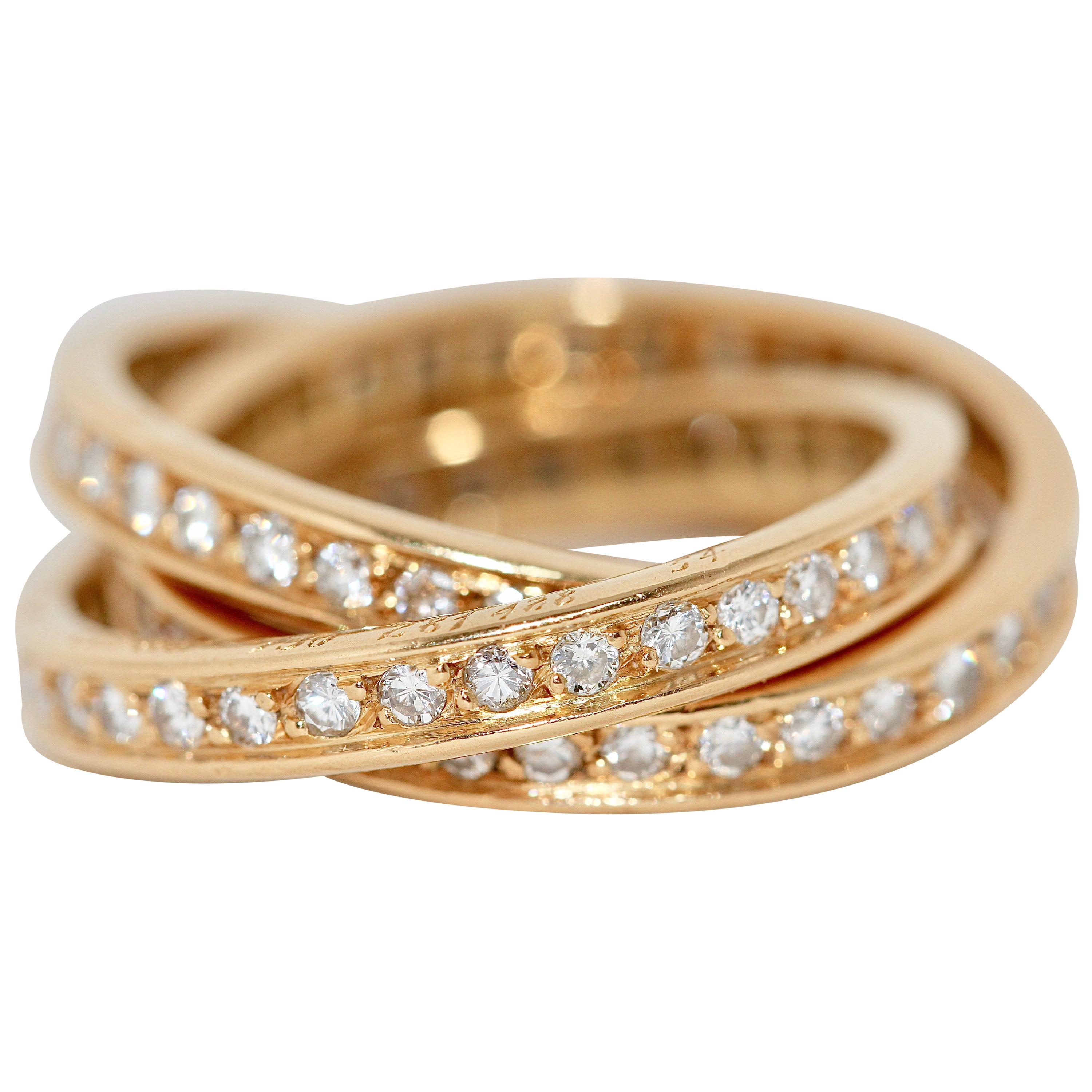 Cartier Diamond Trinity Ring, 18 Karat Gold