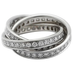 Cartier Diamond Trinity Ring 18 Karat White Gold 1.55 Carat 8g Size 5