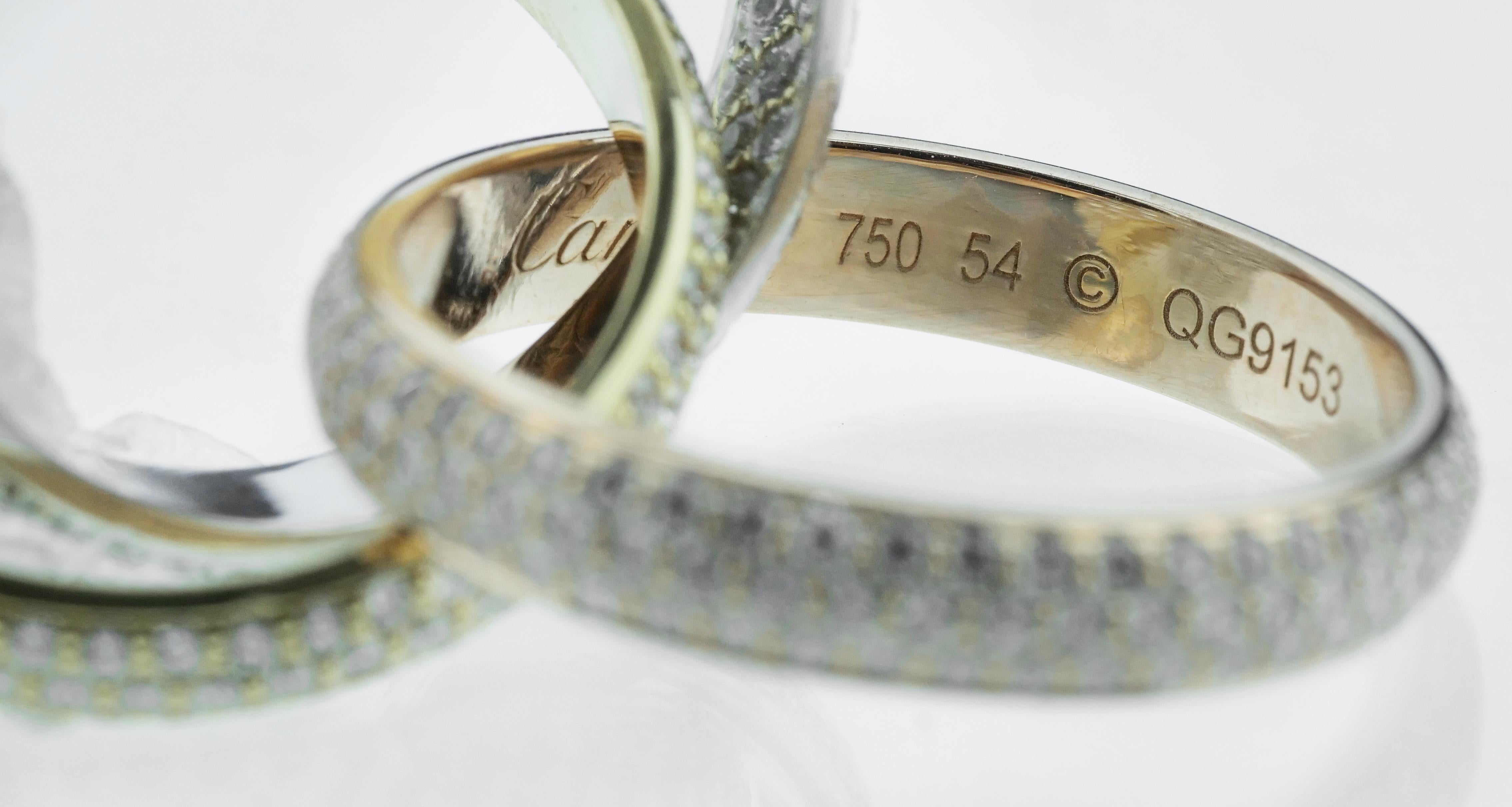 Round Cut Cartier Diamond Trinity Ring, Medium Model, 18 Karat White, Rose, Yellow Gold