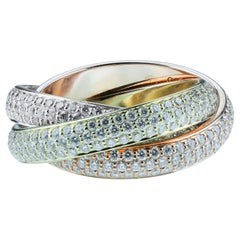 Cartier Diamond Trinity Ring, Medium Model, 18 Karat White, Rose, Yellow Gold
