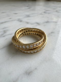 Cartier Diamond Trinity Rolling Band Ring 18K Yellow Gold 2.50 Carats