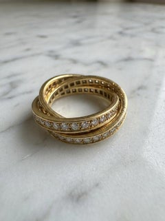 Cartier Diamond Trinity Rolling Band Ring 18K Yellow Gold