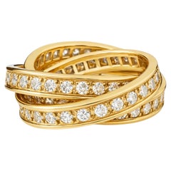 Cartier Diamond Trinity Rolling Band Ring 18K Yellow Gold