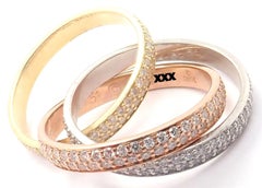 Cartier Diamond Trinity Small Model Tri-Color Gold Band Ring