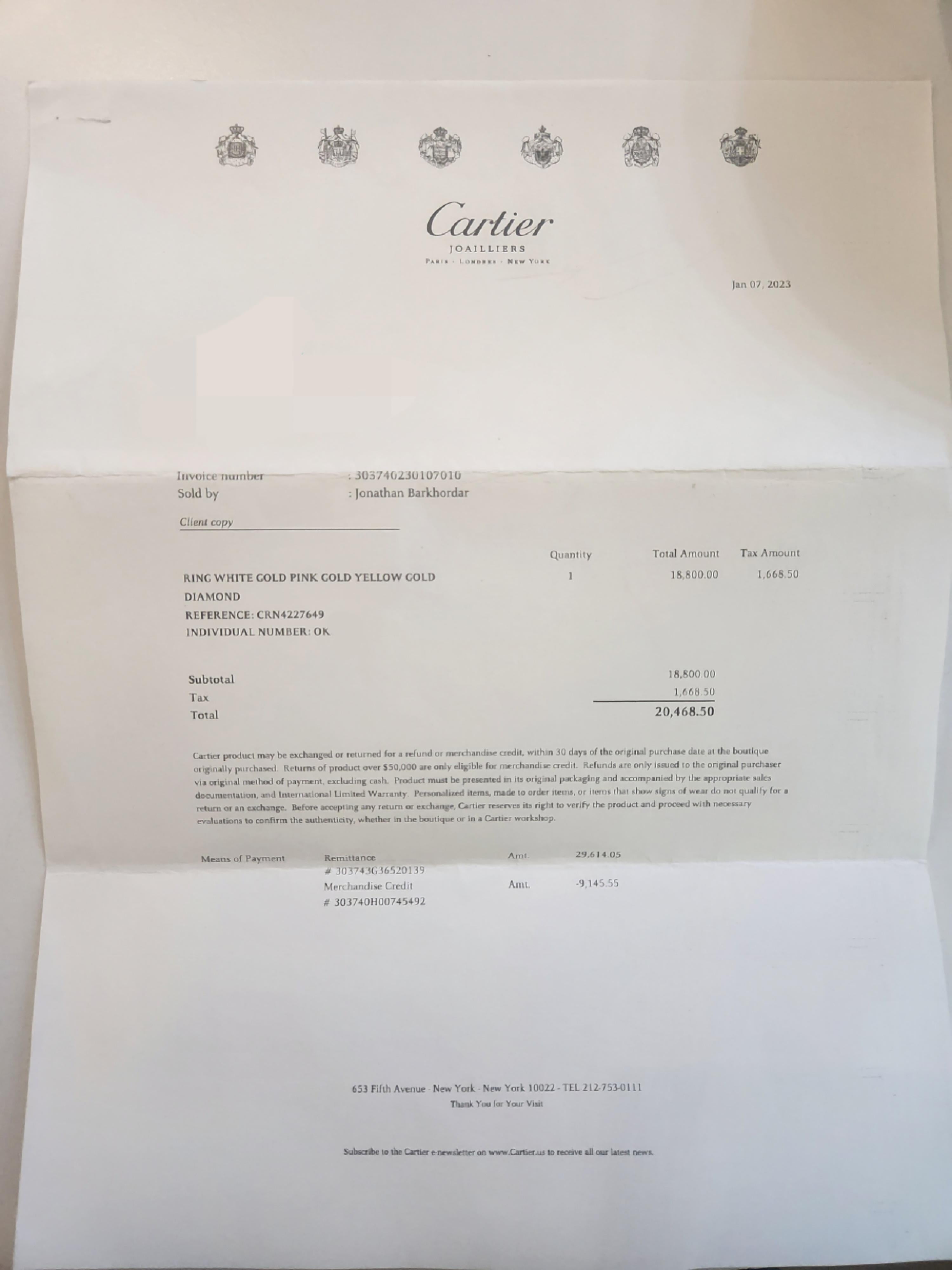 Cartier Diamant Trinity Kleiner Modell Tri-Color Goldring mit dreifarbigem Diamanten 1