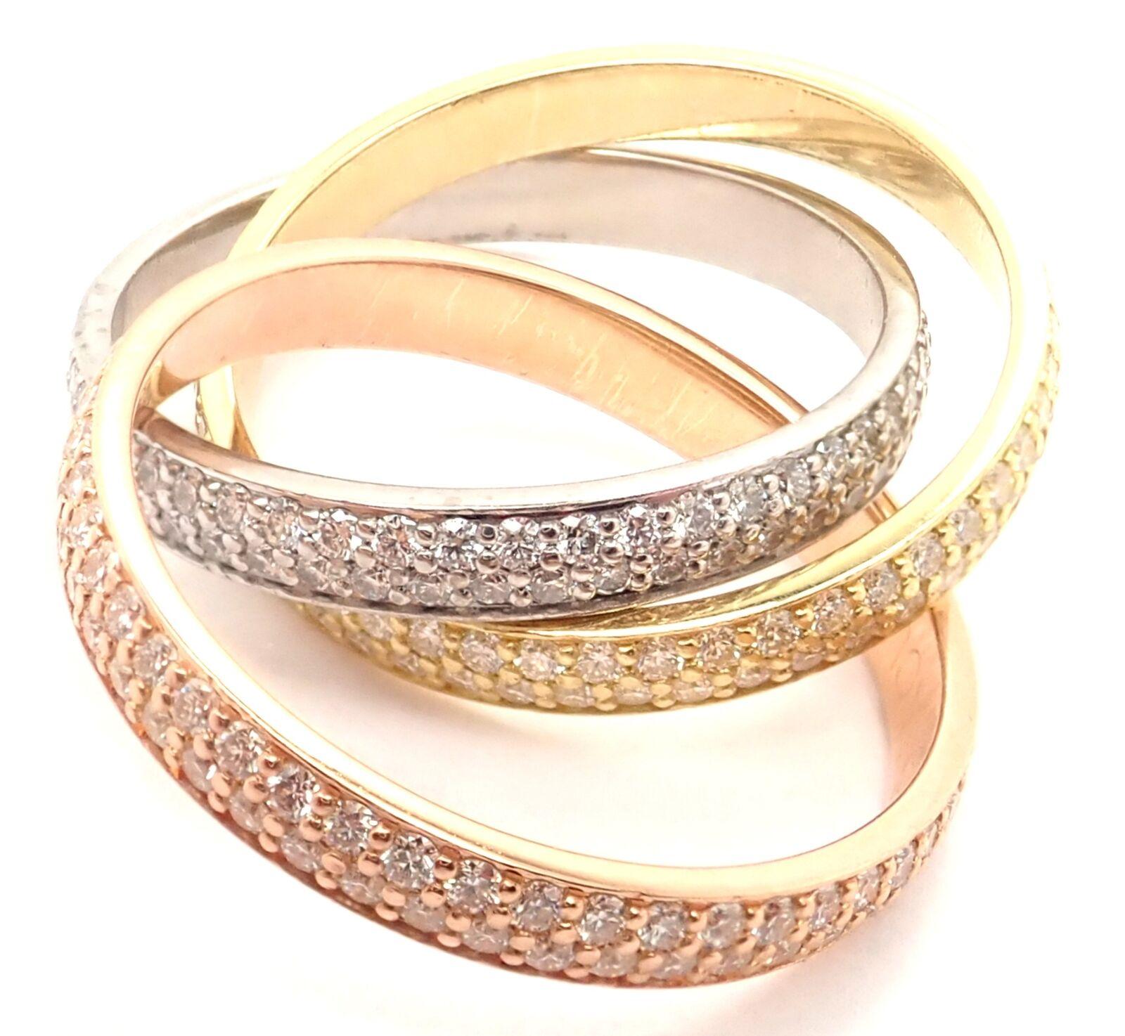 Cartier, petite bague Trinity modèle en or tricolore avec diamants en vente 1