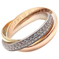 Cartier Diamond Trinity Small Model Tri-Color Gold Band Ring