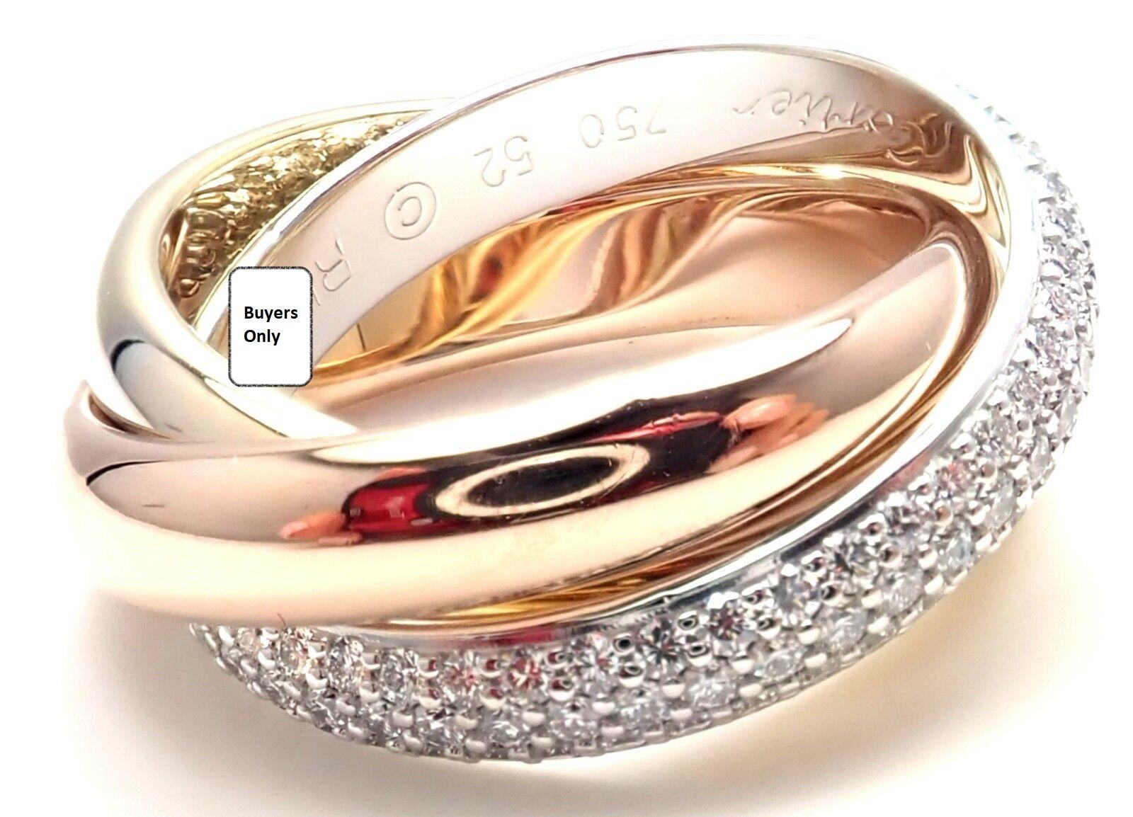 Cartier Diamond Trinity Tri-Color Gold Band Ring 4