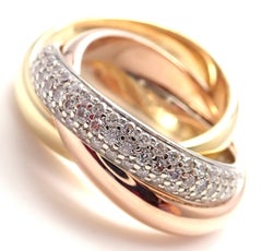 Cartier Diamond Trinity Tri-Color Gold Band Ring