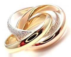 Cartier Diamond Trinity Tri-Color Gold Band Ring
