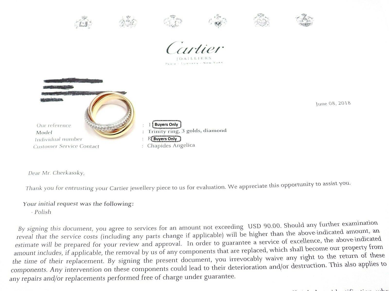 Women's or Men's Cartier Diamond Trinity Tri-Color Gold Band Ring