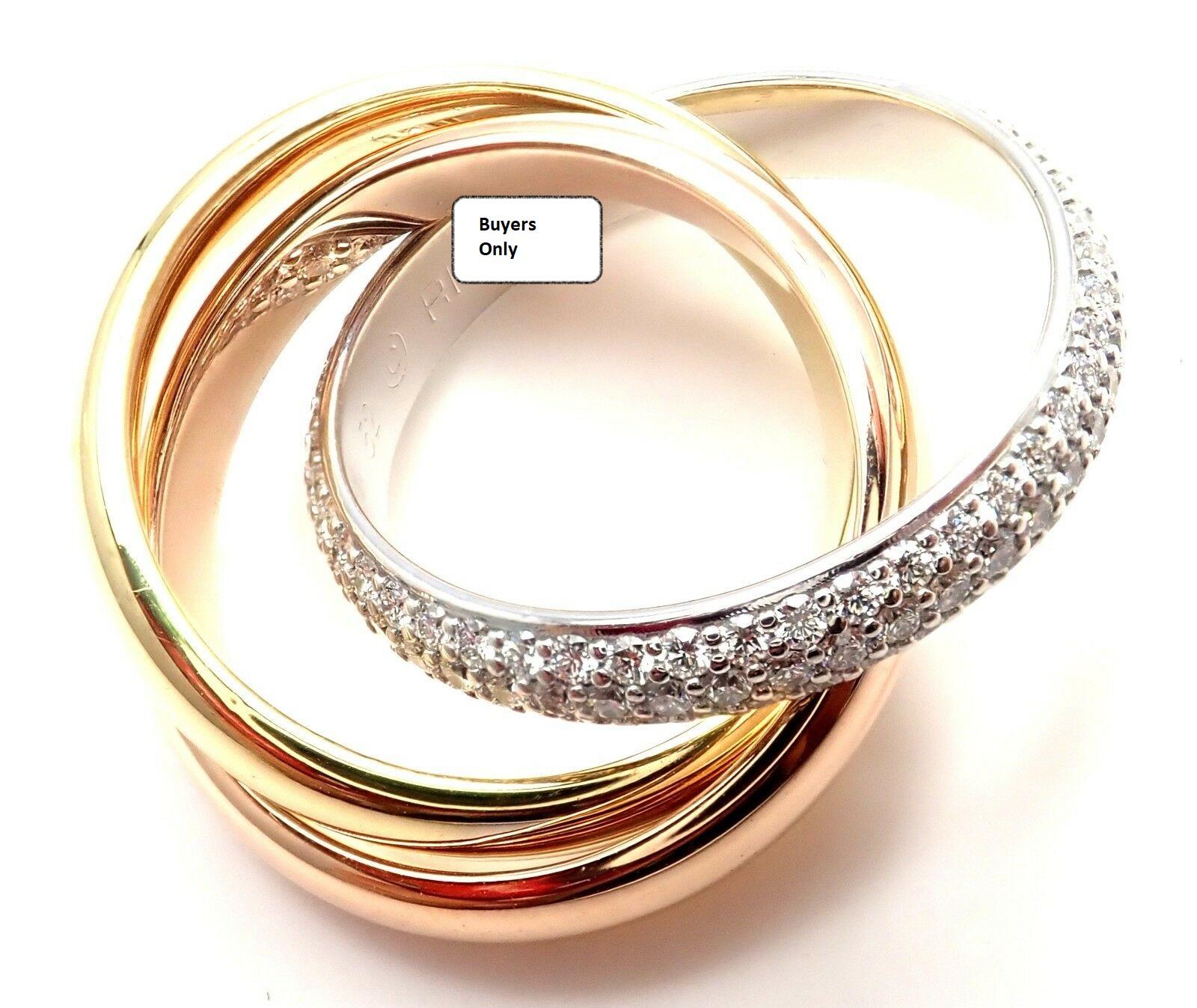 Cartier Diamond Trinity Tri-Color Gold Band Ring 1