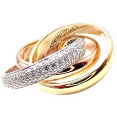 Cartier Diamond Trinity Tri-Color Gold Band Ring