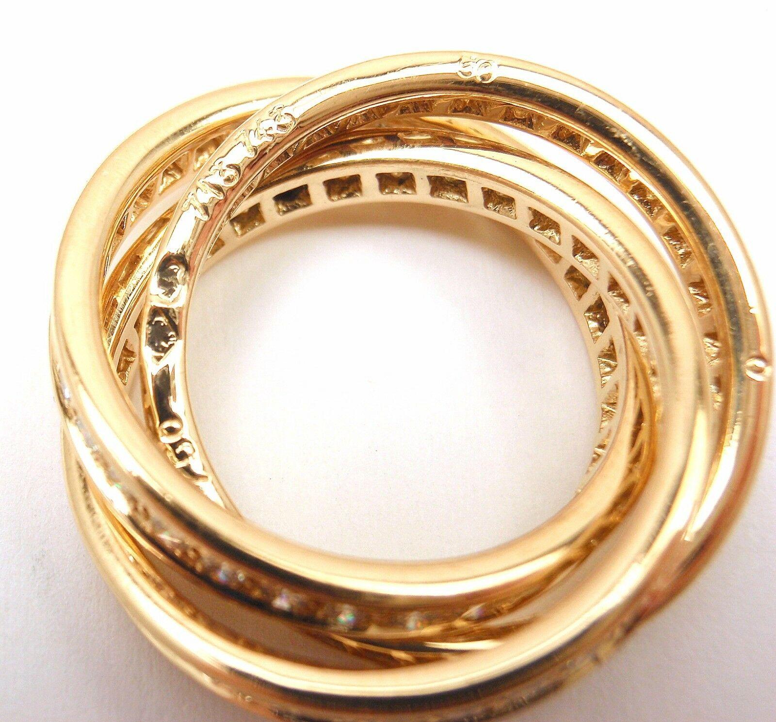 Cartier Diamond Trinity Yellow Gold Band Ring In Excellent Condition In Holland, PA