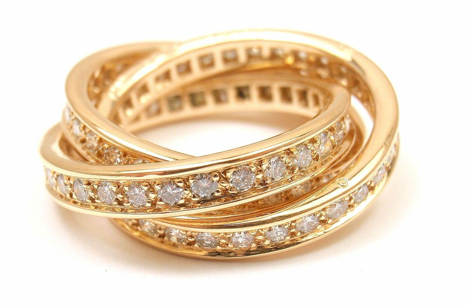 Women's or Men's Cartier Diamond Trinity Yellow Gold Band Ring
