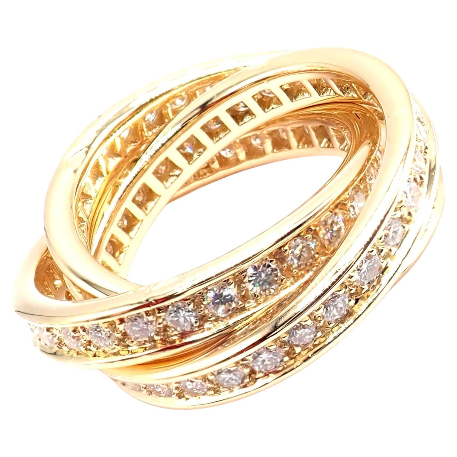Cartier Diamond Trinity Yellow Gold Band Ring
