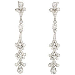 Cartier Diamond Tulipe Chandelier Earrings 3.48 Carat GIA Certified