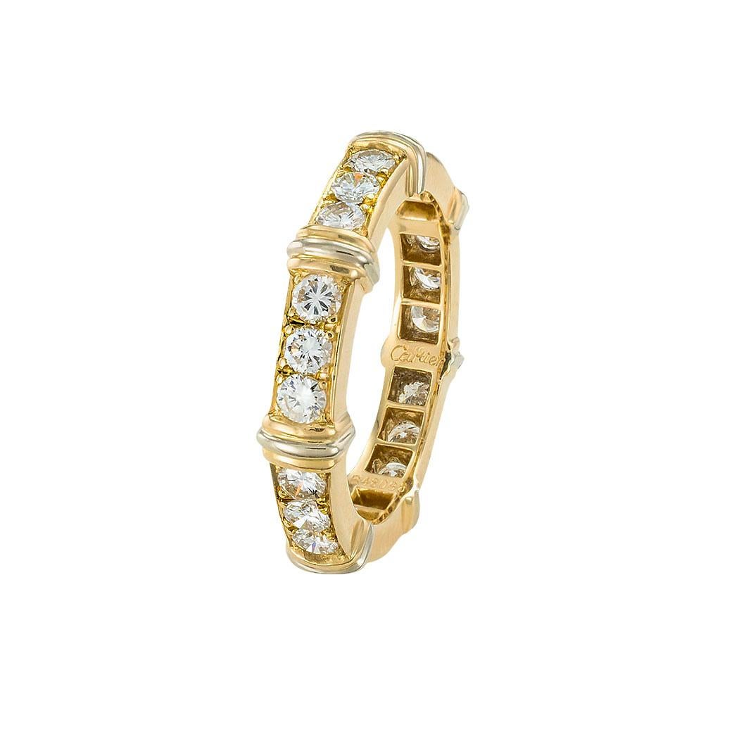 Taille ronde Cartier, bague d'éternité en or bicolore avec diamants, taille 4,5 en vente