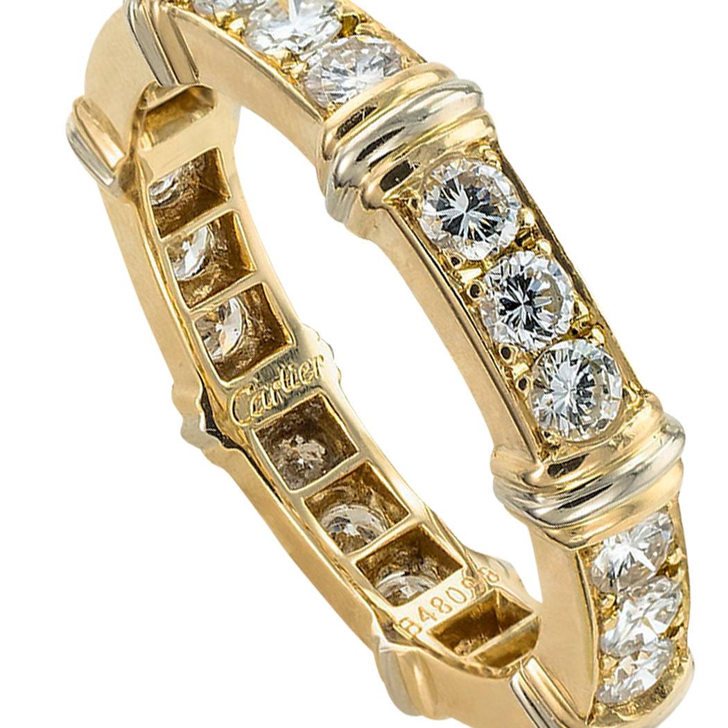 Cartier, bague d'éternité en or bicolore avec diamants, taille 4,5 Bon état - En vente à Los Angeles, CA